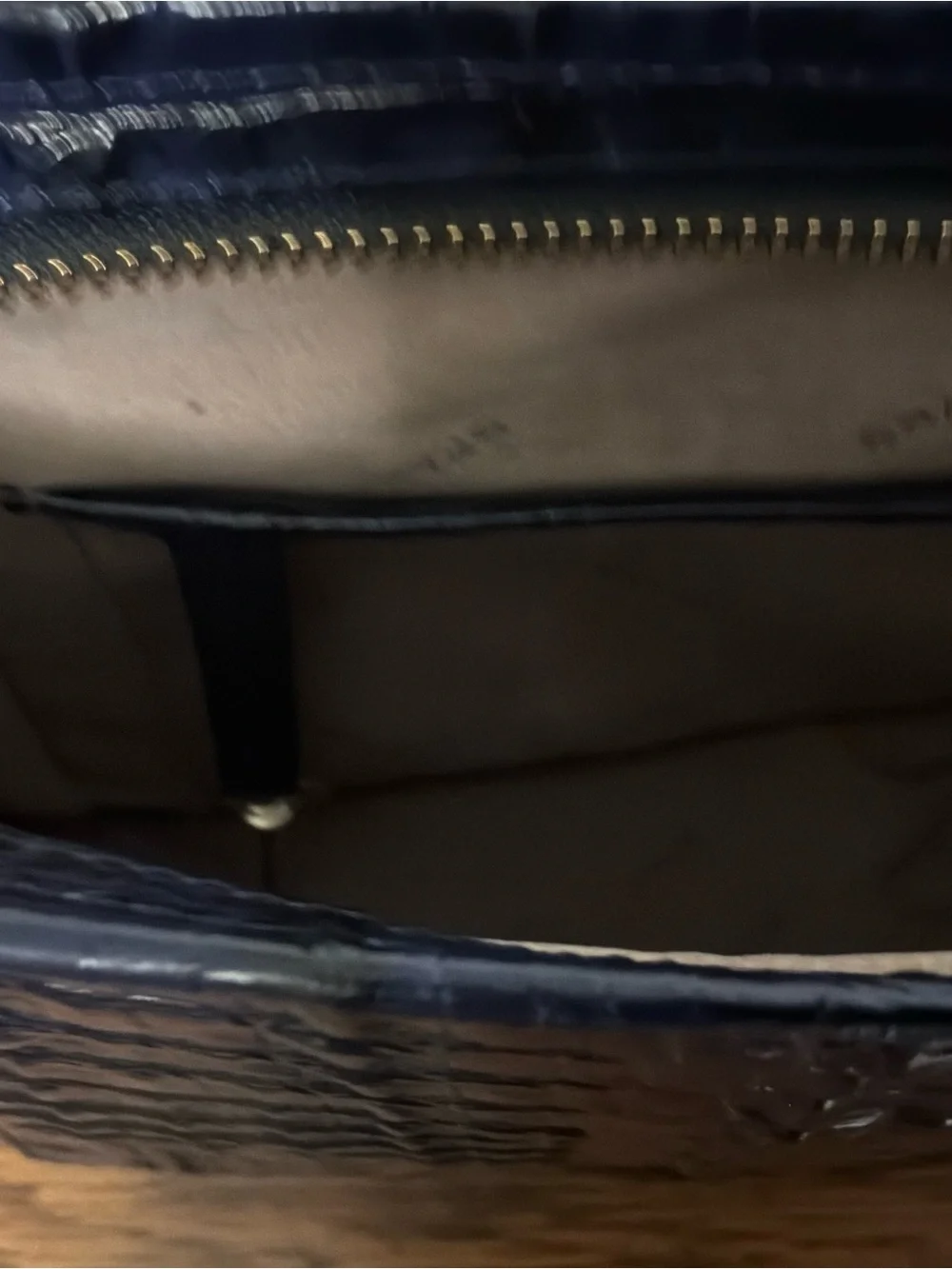 Brahmin Navy/Black Croc-Embossed Leather Crossbody